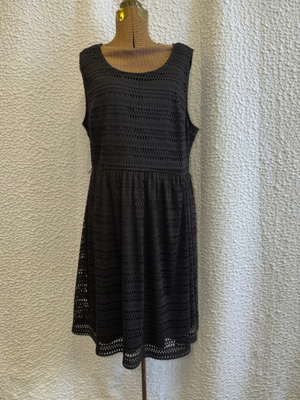 George Black Sleeveless Crochet Mini Dress